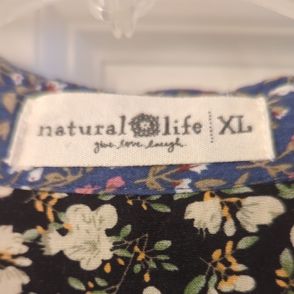 NATURAL LIFE Patchwork Floral Button-Front Maxi Dress - Rust, Blue, Cream - Picture 2 of 4